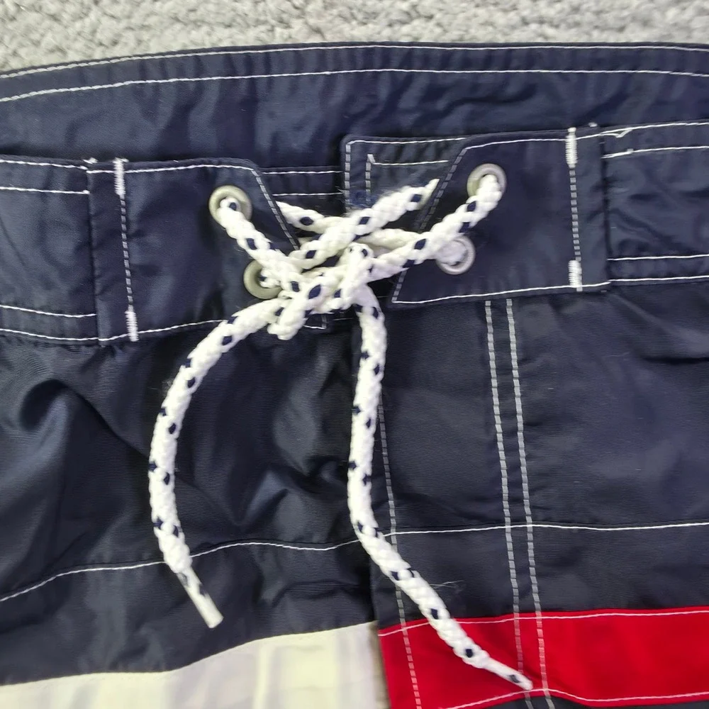 Tommy Hilfiger Mens Navy Blue Colorblock Swim Trunks Board Shorts Size L